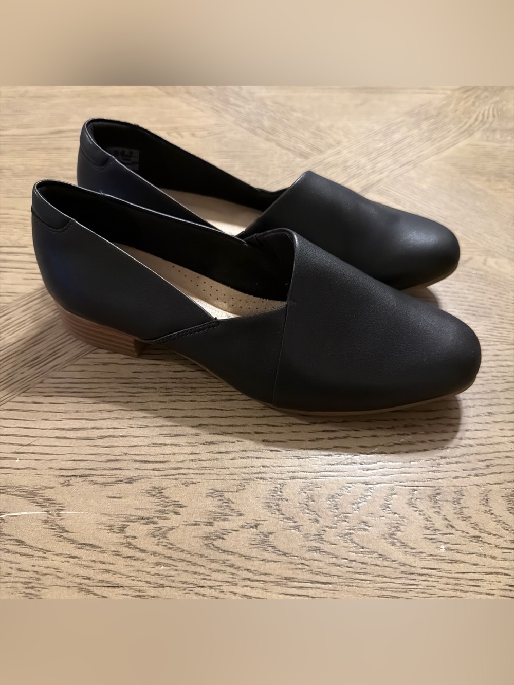 Clarks Women's Juliet Palm Leather Slip On Casual Loafers Black Size 7W